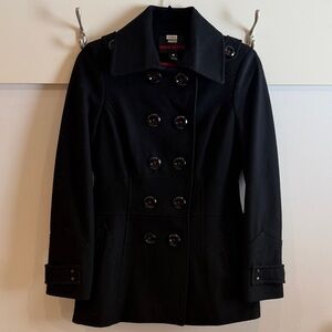 Miss Sixty Elegant Double Breasted Black Pea Coat- women’s small.